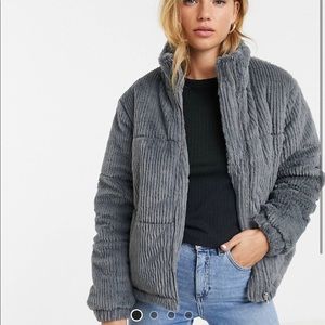 New Look faux puffer jacket gray